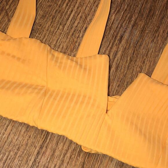 Vitamin A Kaya Adjustable Tie Back Bikini Swim Top in Orange Yellow Size Small/6 - Picture 8 of 10